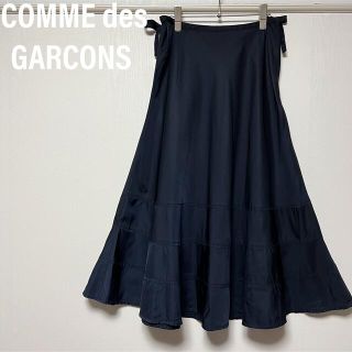 コムデギャルソン(COMME des GARCONS)のコムデギャルソン　ロングスカート　フレアスカート　サイドリボン　ネイビー(ロングスカート)