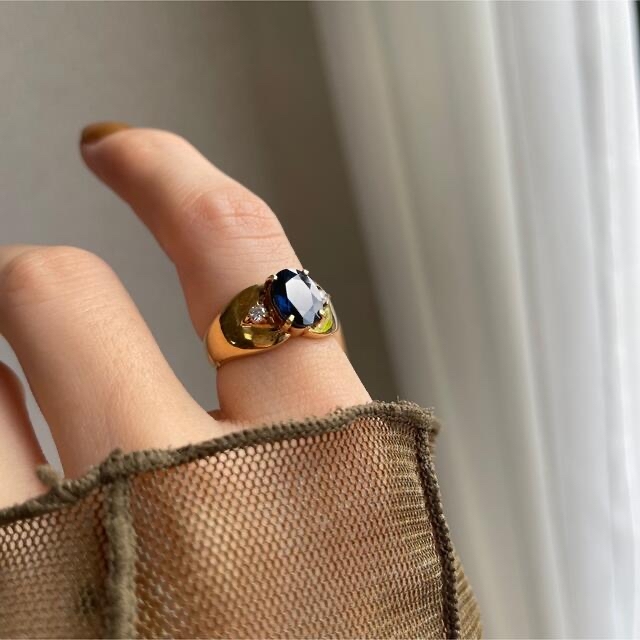 ジュエリーマキ】K18 サファイヤ 1.75ct ダイヤ 5.3g 8号