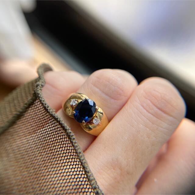 ジュエリーマキ】K18 サファイヤ 1.75ct ダイヤ 5.3g 8号
