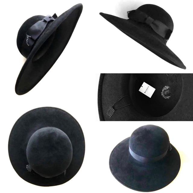 ◆新品◆定価:24,200円　メルローズ　髪留付き　ハット 帽子  黒