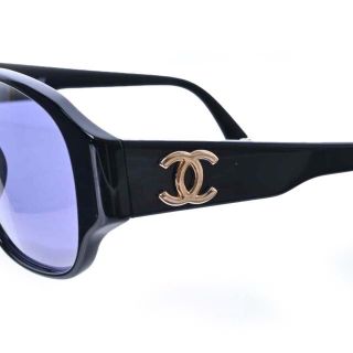 [USED/]CHANEL シャネル サングラス 01949 94305 サークルロゴ×CHANEL PARISロゴ ココマーク ラウンド ロゴレンズ ヴィンテージ ブラック ai-tdc-000013-4e