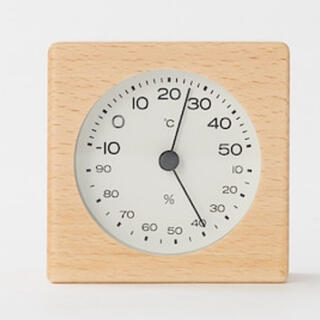 ムジルシリョウヒン(MUJI (無印良品))の無印良品　プナ材温湿度計(置時計)