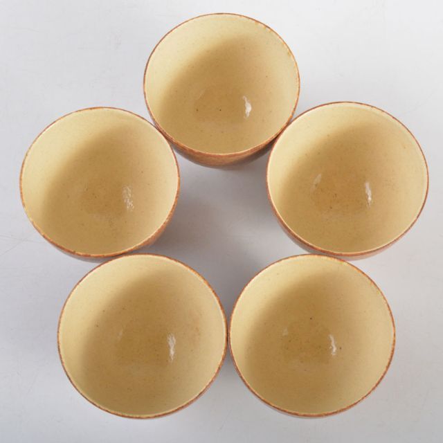 煎茶道具 伊羅保釉 煎茶碗 五客 在銘 共箱 V R4788 煎茶道具 伊羅保釉 煎茶碗 五客 在銘 共箱 V R4788