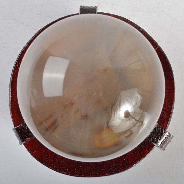 水晶玉 パワーストーン 直径約45mm 唐木台・時代箱付 M R4806