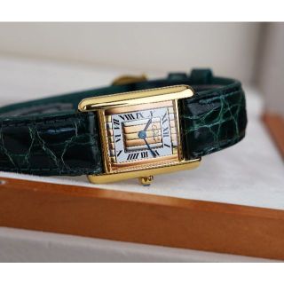 カルティエ(Cartier)の美品 カルティエ マスト タンク スリーカラーゴールド ストライプ SM(腕時計)