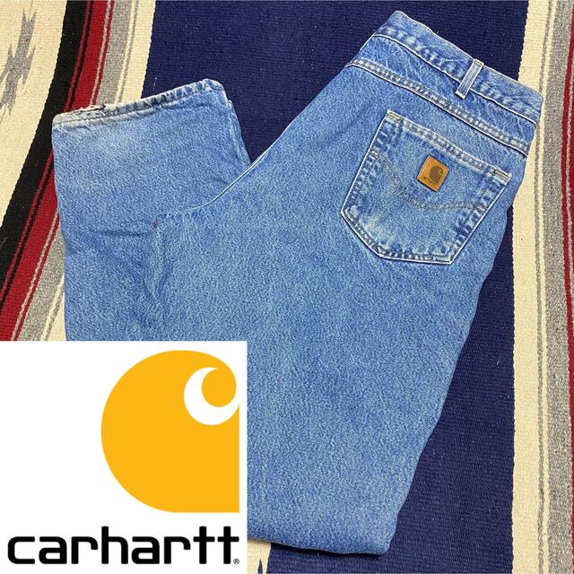 carhartt(カーハート)の90s 古着 カーハート メキシコ製 デニム ロゴタグ 革タグ バギーパンツ メンズのパンツ(デニム/ジーンズ)の商品写真