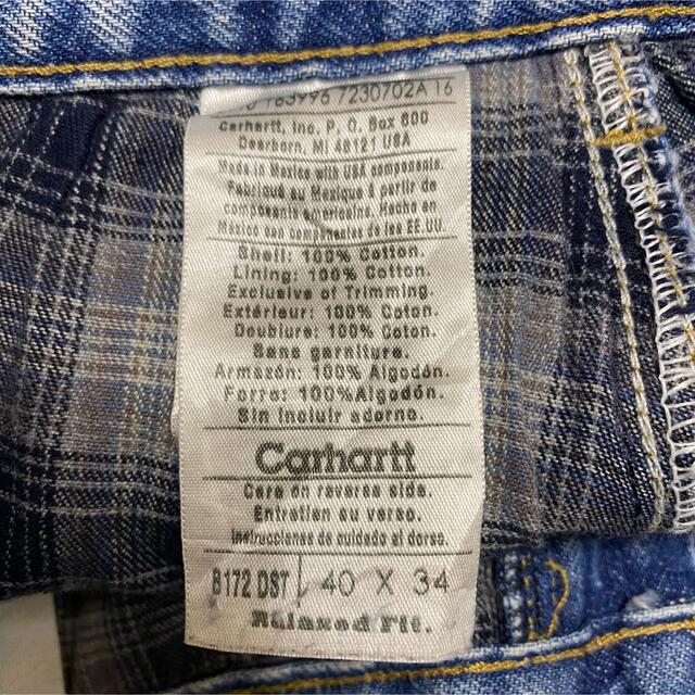 carhartt(カーハート)の90s 古着 カーハート メキシコ製 デニム ロゴタグ 革タグ バギーパンツ メンズのパンツ(デニム/ジーンズ)の商品写真