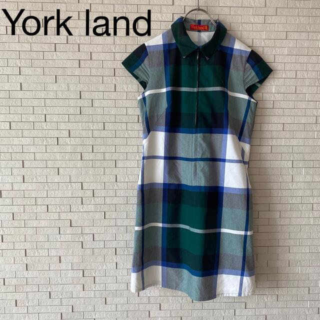 York land ヨークランド　ワンピース　タータンチェック　タイト　グリーン