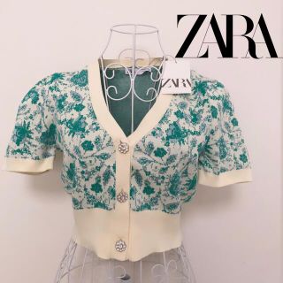 ザラ(ZARA)のZARA🦓流行のショート丈半袖カーディガントップス(カーディガン)