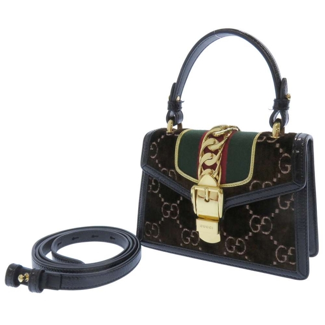 年中無休】 Gucci ブラウン バッグ GUCCI 470270 ベロア ミニ シルヴィ