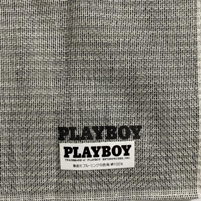 PLAYBOY(プレイボーイ)のプレイボーイ　ハンカチ　未使用品　グレー　#2149 メンズのファッション小物(ハンカチ/ポケットチーフ)の商品写真