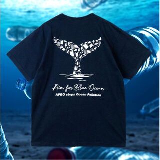 ＸＬサイズ クジラＴシャツ tシャツ クジラ 海 海洋汚染 AFBO　ネイビー(Tシャツ/カットソー(半袖/袖なし))