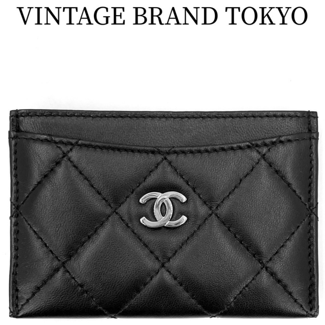 シャネル カードケース クラシック マトラッセ ココマーク ラムスキン AP0213 CHANEL 定期入れ 名刺入れ パスケース 黒