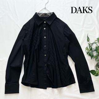 ダックス(DAKS)のDAKS デザインブラウス　ブラック　サイズ13  ダックス　大きめ　美品(シャツ/ブラウス(長袖/七分))