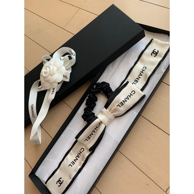 メーカー再生品】 CHANEL ヘアアクセサリー シュシュ リボン シャネル