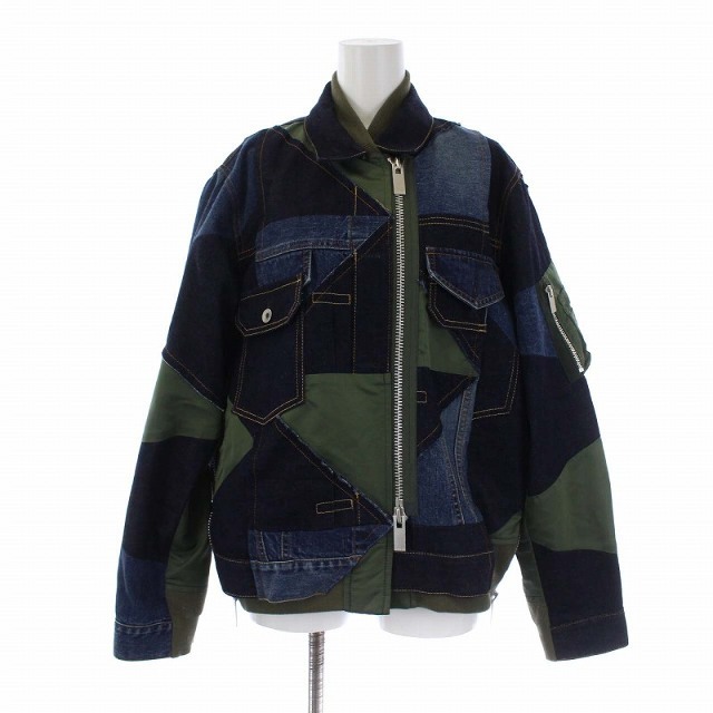 sacai(サカイ)のサカイ MA-1 ボンバージャケット 中綿 パッチワーク ジップアップ 2 レディースのジャケット/アウター(ブルゾン)の商品写真