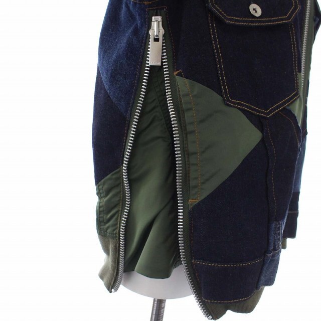 sacai(サカイ)のサカイ MA-1 ボンバージャケット 中綿 パッチワーク ジップアップ 2 レディースのジャケット/アウター(ブルゾン)の商品写真
