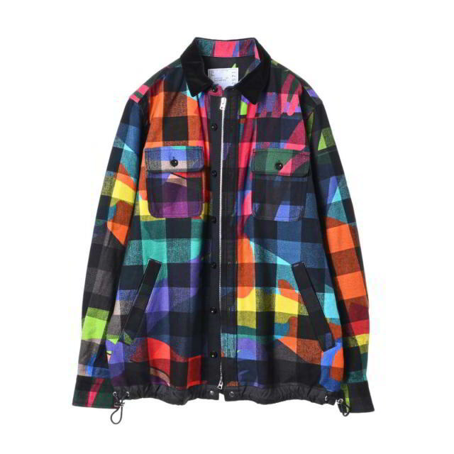 Sacai × KAWS チェック シャツ ジャケット