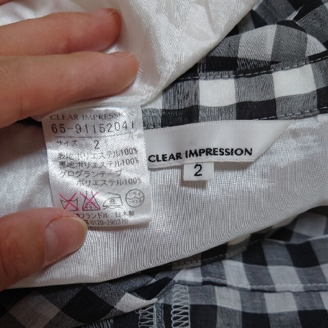 CLEAR IMPRESSION(クリアインプレッション)のクリアインプレッション ギンガムチェック スカート サイズ2 膝丈 黒 白　春 レディースのスカート(ひざ丈スカート)の商品写真
