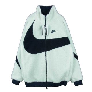 ナイキ(NIKE)のNIKE ナイキ BQ6546-114 BIG SWOOSH BOA JACKET ビッグ スウッシュ ボア フリース ナイロン リバーシブル ジャケット ホワイト系 ダークネイビー系 M【極上美品】【中古】(その他)