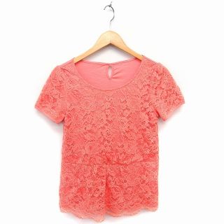 ロペ(ROPE’)のロペ ROPE レース カットソー Tシャツ 半袖 丸首 M ピンク(カットソー(半袖/袖なし))