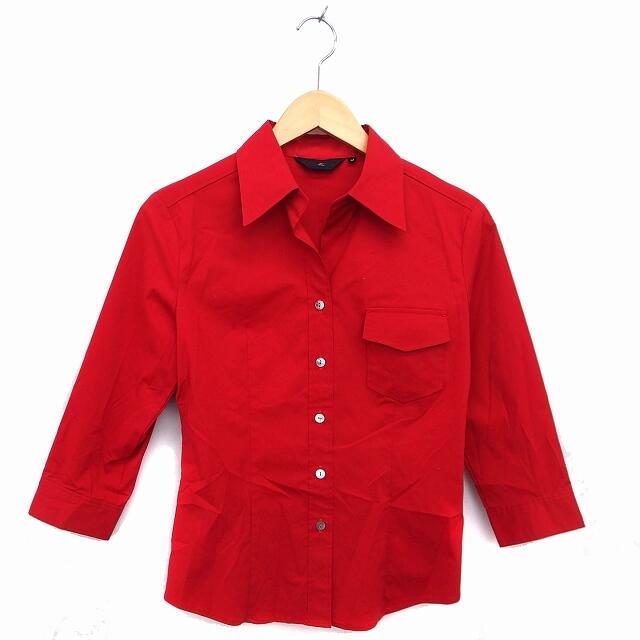 4℃(ヨンドシー)のヨンドシー 4℃ シャツ ステンカラー 無地 胸ポケット 七分袖 M 赤 レッド レディースのトップス(その他)の商品写真