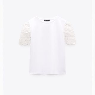 ザラ(ZARA)のZARA♥️新作新品今季春夏袖レースTシャツ(Tシャツ(半袖/袖なし))