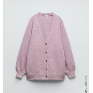 ザラ(ZARA)の「熊田薫様専用」新品☆Zara ニットカーディガン/薄紫 Lサイズ(カーディガン)