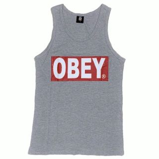 オベイ(OBEY)のOBEY オベイ ブランドロゴ タンクトップ グレー L(タンクトップ)