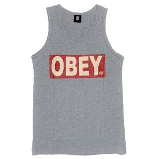 オベイ(OBEY)のOBEY オベイ ブランド カーキロゴ タンクトップ グレー XL(タンクトップ)