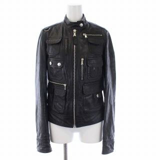 ディーアンドジー(D&G)のD&G シングル ライダース ジャケット 革ジャン ジップアップ 羊革 38 黒(ライダースジャケット)