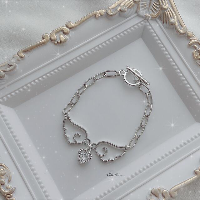 Angel lover oval chain bracelet ハンドメイドのアクセサリー(ブレスレット/バングル)の商品写真