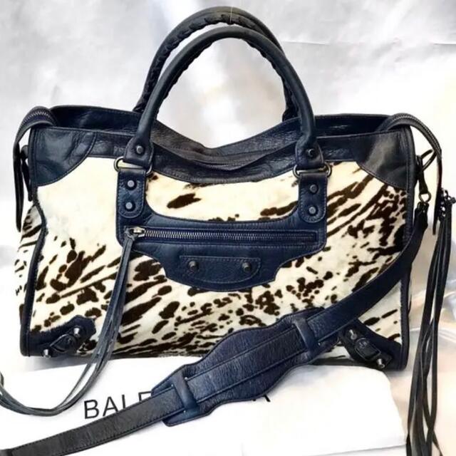 【2022春夏新色】 - Balenciaga バレンシアガ ハラコ 10周年アニバーサリー 限定 シティBALENCIAGA ハンドバッグ
