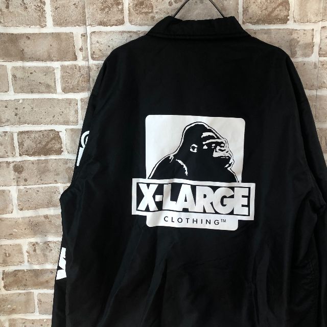 XLARGE(エクストララージ)の【激レア】XLARGE コーチジャケット サイズL　 ブラック デカロゴ メンズのジャケット/アウター(ナイロンジャケット)の商品写真