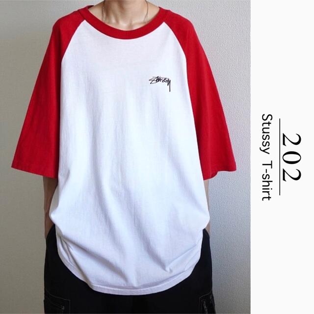 STUSSY(ステューシー)の【人気 XL】stussy ステューシー ラスタロゴ ラグラン Tシャツ 古着 メンズのトップス(Tシャツ/カットソー(半袖/袖なし))の商品写真