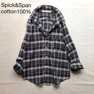 スピックアンドスパン(Spick & Span)の499スピック&スパン薄手コットン100％ワイヤー襟秋色ブラウン系チェックシャツ(シャツ/ブラウス(長袖/七分))