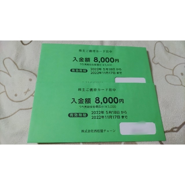 西松屋(ニシマツヤ)の西松屋チェーン株主優待券 株主ご優待カード16000円分 西松屋株主優待券 チケットの優待券/割引券(ショッピング)の商品写真