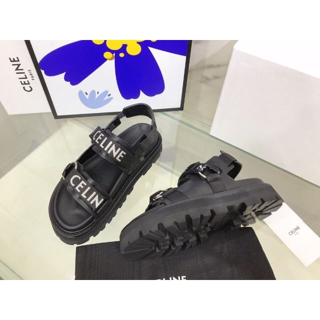 CELINE セリーヌ サンダル バルキー アウトドア カーフスキン 37