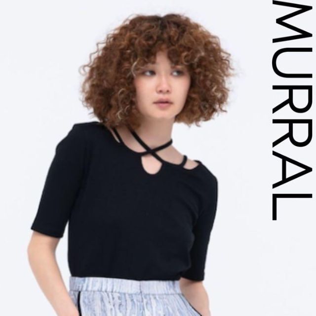 完売　MURRAL lvy rib half sleeve top 1 リブ　黒