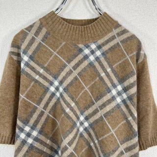 バーバリー(BURBERRY)の【美品】バーバリーロンドン　半袖ニット セーター　ノバチェック柄　モックネック(ニット/セーター)