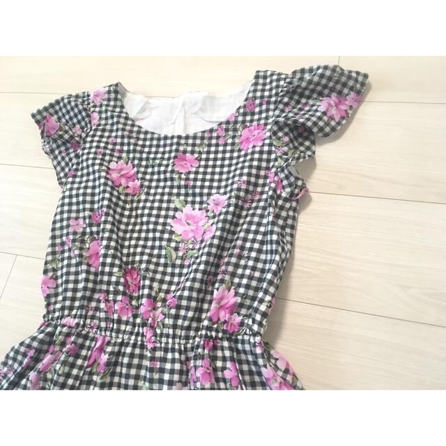 LAISSE PASSE(レッセパッセ)の♡極美品♡レッセパッセ・ワンピース36格子柄ピンク花柄が可愛い レディースのワンピース(ひざ丈ワンピース)の商品写真