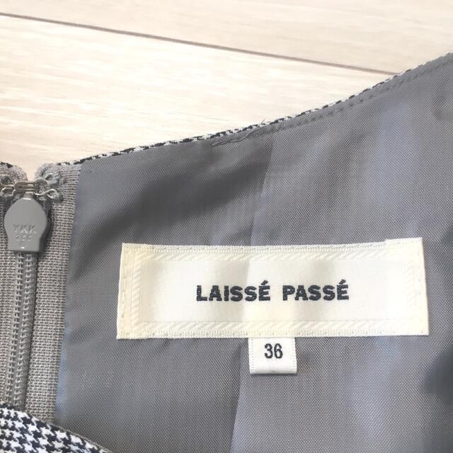 LAISSE PASSE(レッセパッセ)の♡極美品♡レッセパッセ上品ワンピース36　チェック＆花刺繍 レディースのワンピース(ひざ丈ワンピース)の商品写真