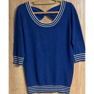 セシルマクビー(CECIL McBEE)の♡CECILMcBEE セシル ネイビー バックリボン トップス Mサイズ♡(ニット/セーター)