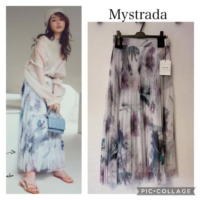 Mystrada マイストラーダ ペイントシアープリーツスカート