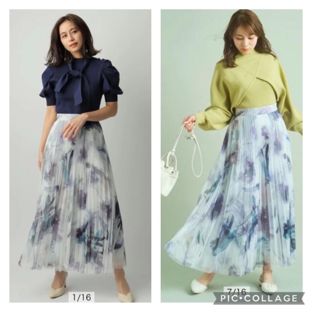 Mystrada マイストラーダ ペイントシアープリーツスカート
