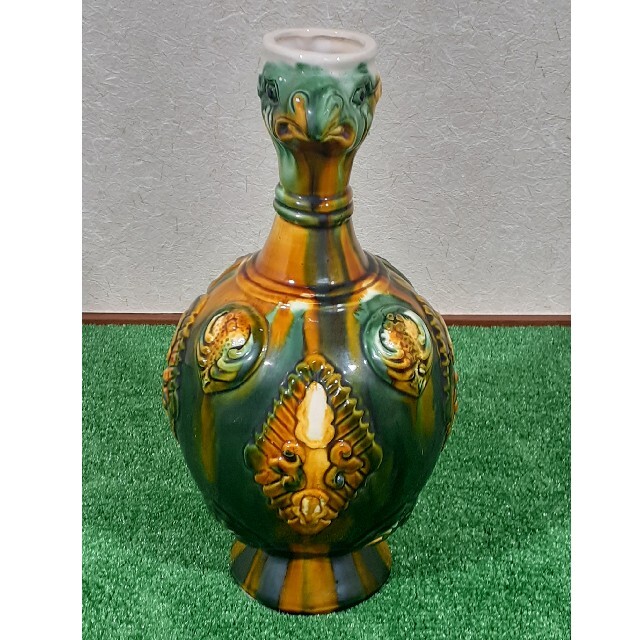 トリプロ / ターコイズ GT 中国 唐三彩 鶏頭壺 (タグ付き
