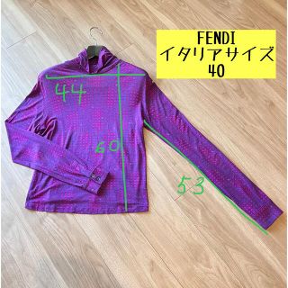 フェンディ(FENDI)のFENDI フェンディ　カットソー　タートルネック　ハイネック　長袖　ロゴ　薄手(Tシャツ/カットソー(七分/長袖))