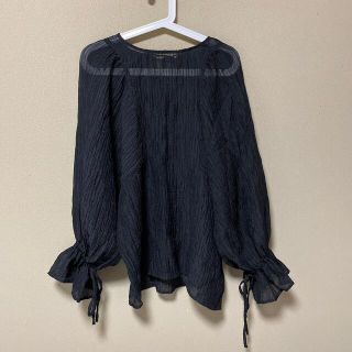 ザラ(ZARA)のdiscort ブラウス　ブラック　フリーサイズ(シャツ/ブラウス(長袖/七分))