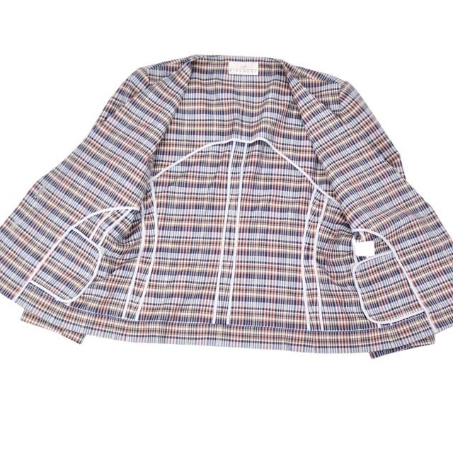 GIVENCHY - ジバンシー ジャケット ノーカラー チェック ウール GIVENCHY - ジバンシー ジャケット ノーカラー チェック ウール