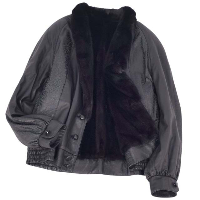 ミンクファー ジャケット リバーシブル ラムレザー 毛皮 メンズ ショールカラー メンズのジャケット/アウター(ステンカラーコート)の商品写真